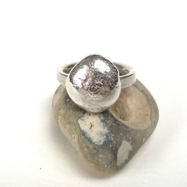 Sterling silver pebble ring.