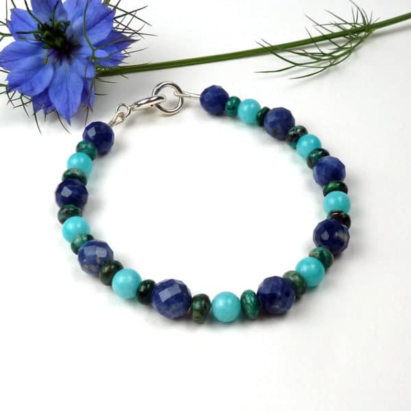 Turquoise and blue gemstone bracelet