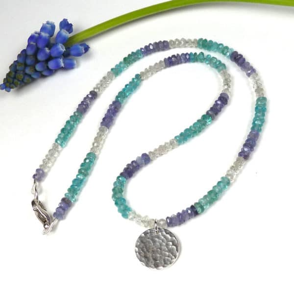 Blue gemstone and silver necklace