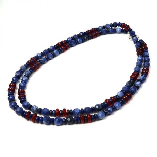 Long denim-blue necklace