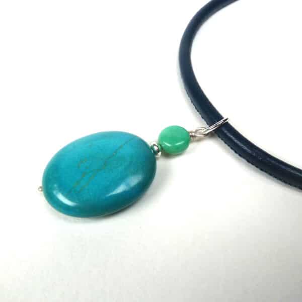 A chunky turquoise and chrysoprase pendant