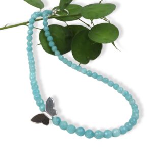 Amazonite necklace with a silver butterfly detail